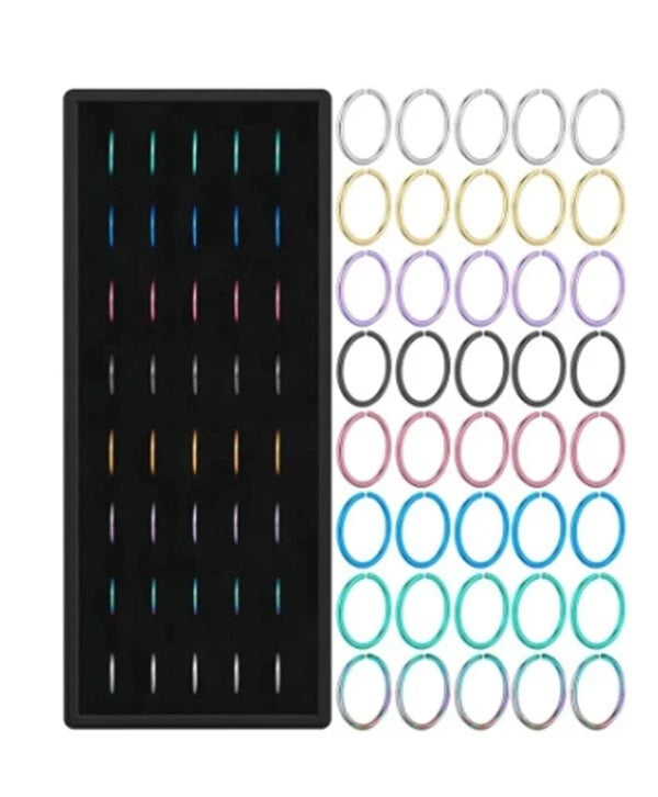 40x SURGICAL STEEL NOSE RING : HOOP STUD BODY PIERCING MULTICOLOUR FAUX BULK