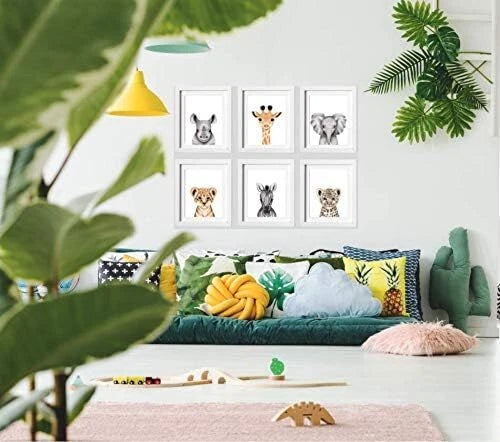 Handmade Safari Jungle Animal Nursery Art – A3 Prints – Set of 6 – Unramed Decor