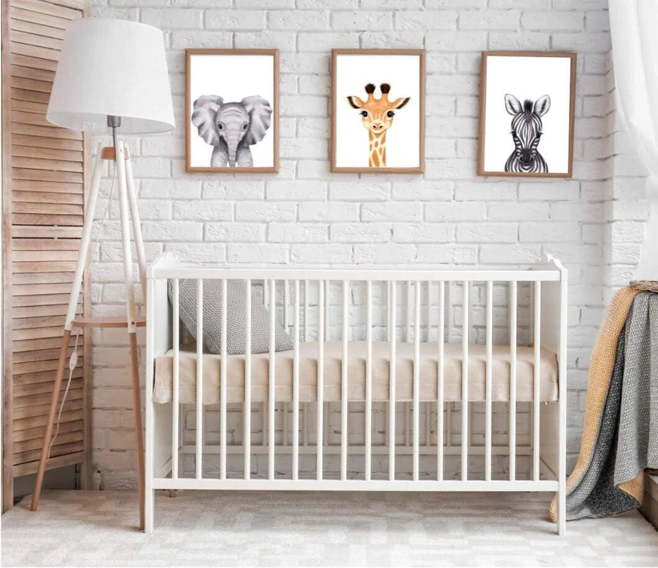 Handmade Safari Jungle Animal Nursery Art – A3 Prints – Set of 6 – Unramed Decor