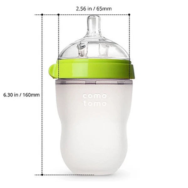 COMOTOMO Natural Silicone Baby Bottle – Anti-Colic, Breastfeeding Friendly COMO