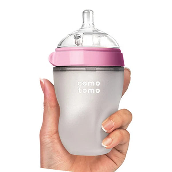 COMOTOMO Natural Silicone Baby Bottle – Anti-Colic, Breastfeeding Friendly COMO