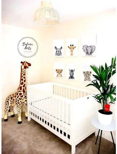 Handmade Safari Jungle Animal Nursery Art – A3 Prints – Set of 6 – Unramed Decor