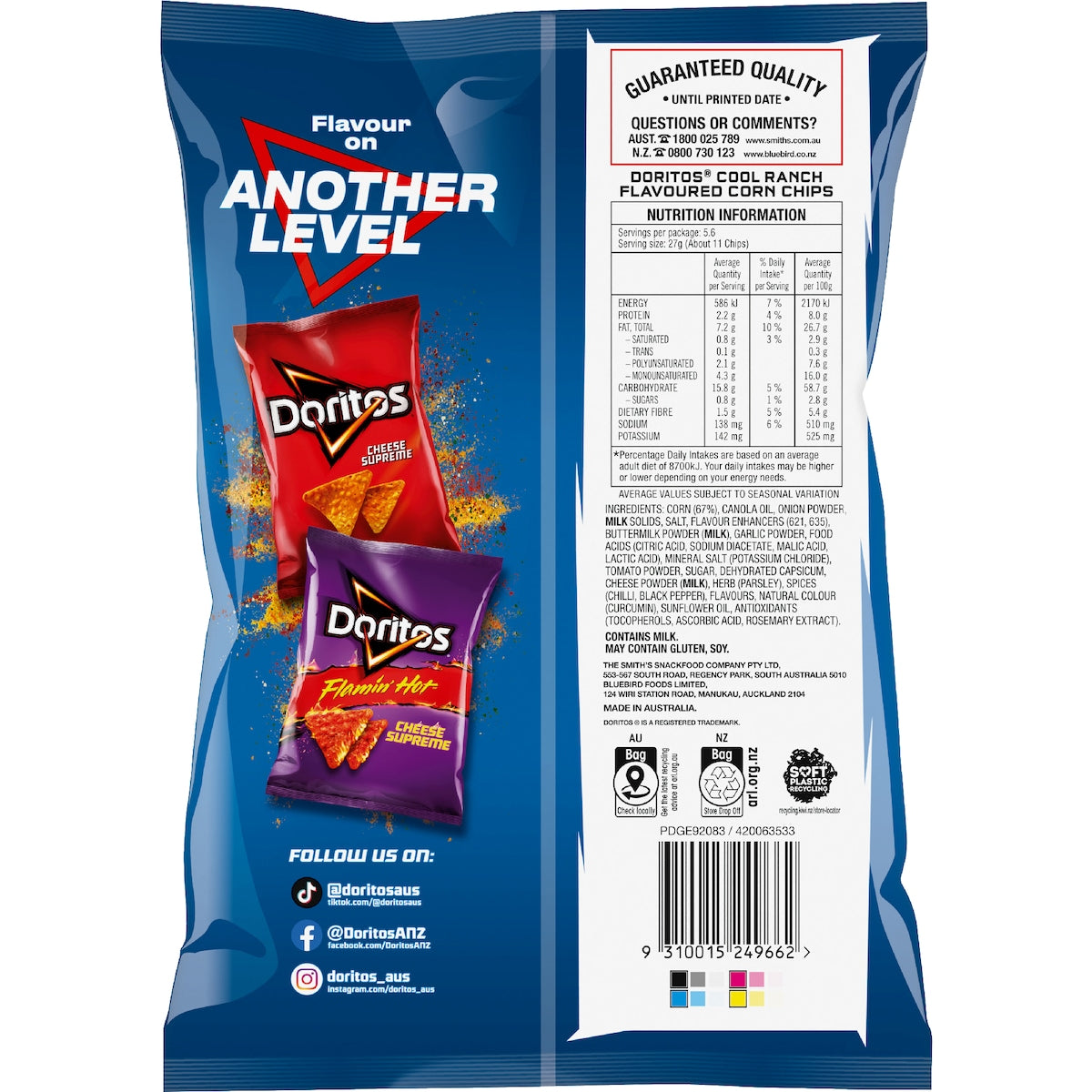 DORITOS Cool Ranch Corn Chips 150g x 3 | Hard-to-Find Flavour