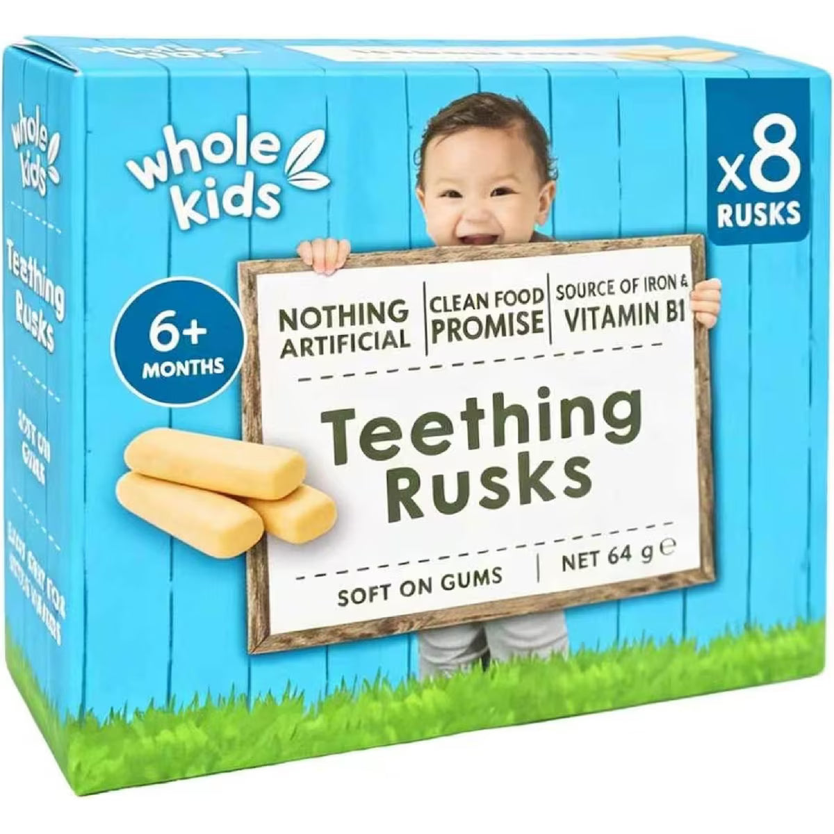 WHOLE KIDS Teething Rusks 6+ Months 8 Pack