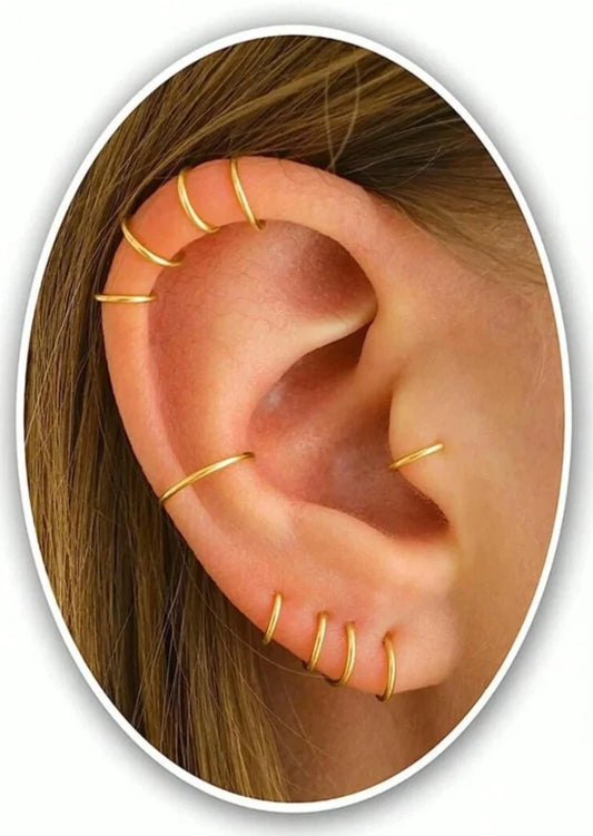 25x Nose Ring Hoop Tragus Helix Ear Cartlidge Lip Septum Surgical Steel - GOLD