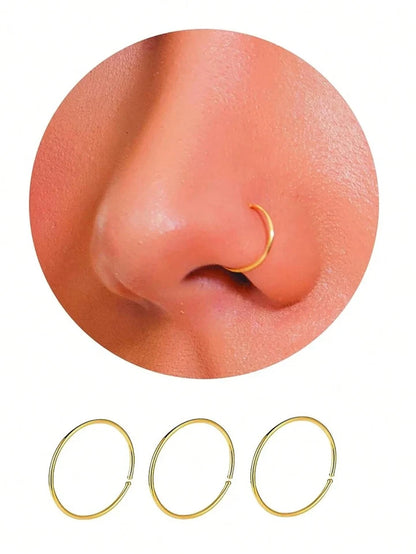 25x Nose Ring Hoop Tragus Helix Ear Cartlidge Lip Septum Surgical Steel - GOLD