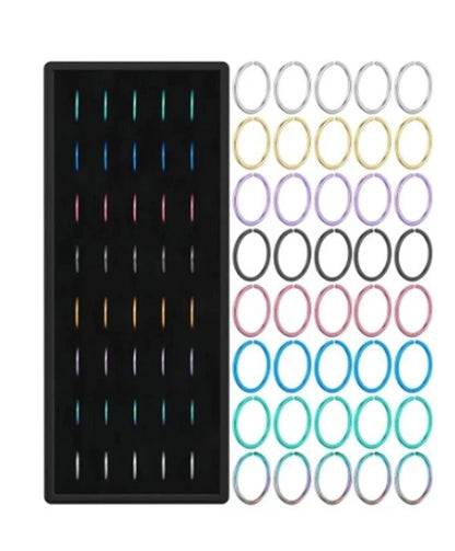 40x SURGICAL STEEL NOSE RING : HOOP STUD BODY PIERCING MULTICOLOUR FAUX BULK