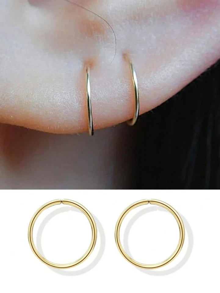 25x Nose Ring Hoop Tragus Helix Ear Cartlidge Lip Septum Surgical Steel - GOLD