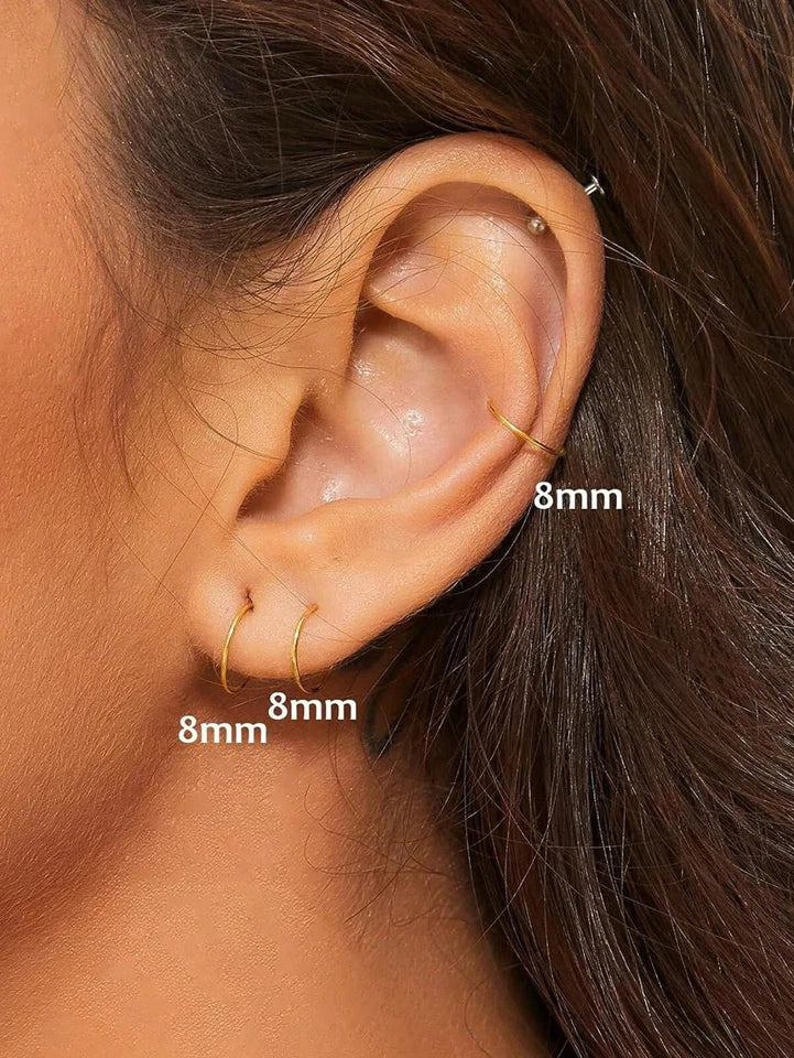 25x Nose Ring Hoop Tragus Helix Ear Cartlidge Lip Septum Surgical Steel - GOLD